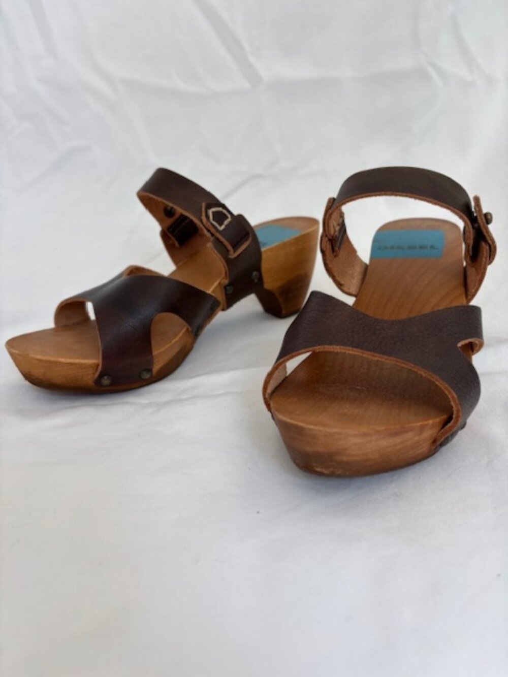 Vintage Diesel Brown Leather Wooden Platform Clog Sandal Women's Size 6